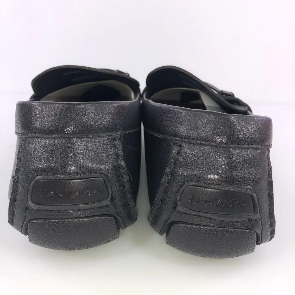 Zanzara Filbert Black Leather Loafer Shoes